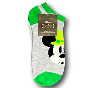 3/$20 Disney Mickey Mouse St. Patrick's Day Funny Novelty No-Show Socks - NWT